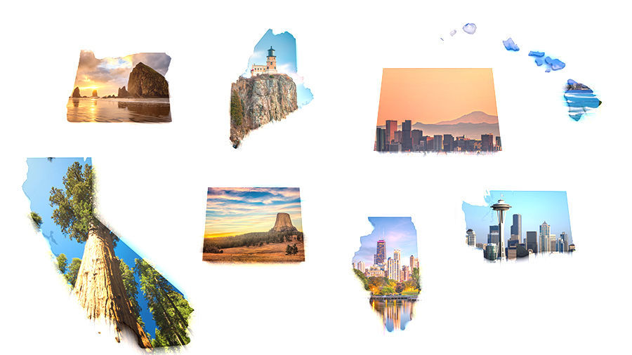 8. California, Colorado, Hawaii, Illinois, Maine, Oregon, Washington, Wyoming